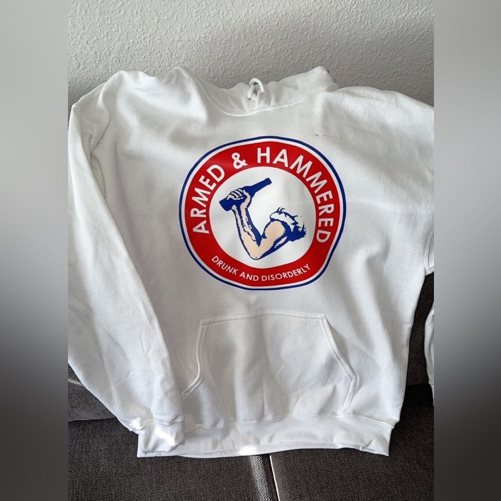 Armed and hammered handmade hoodie